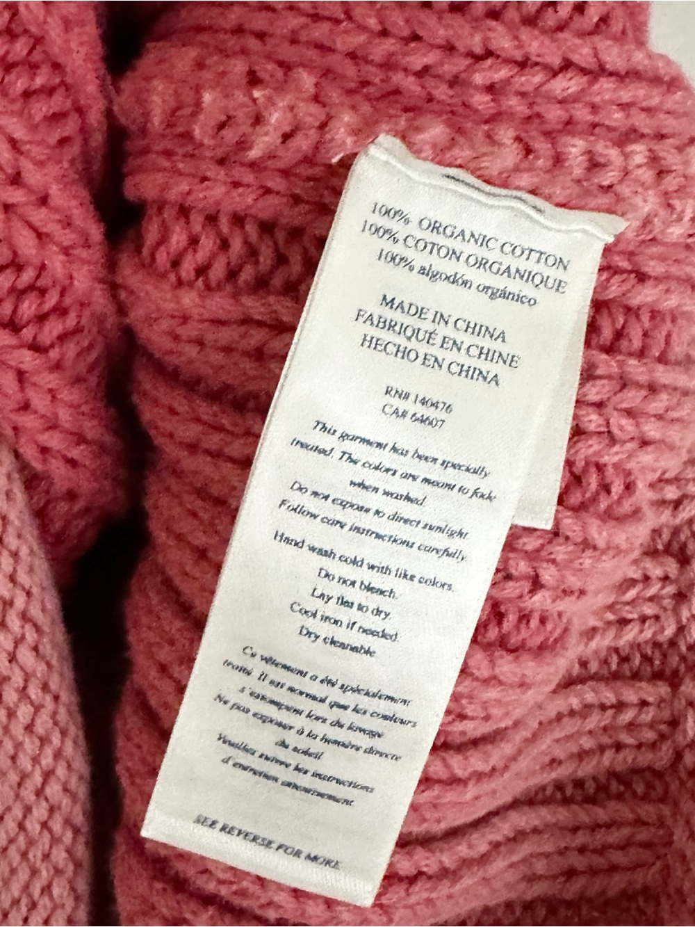 Faherty Sunwashed Cotton Rollneck Sweater - Baroque Rose Size Medium - Picture 9 of 12